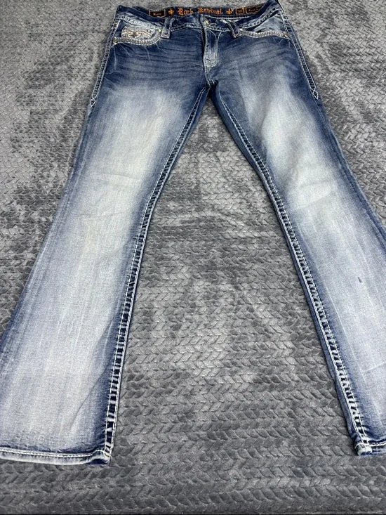 Rock Revival Women's Light Blue Boot Cut Jeans with Faded Wash - Picture 1 of 10